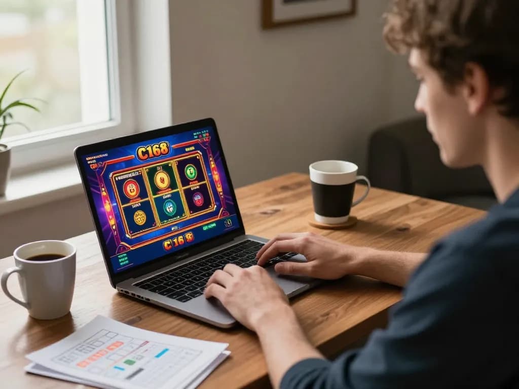 C168 online gaming setup with vibrant interface, showcasing strategic virtual casino experience
