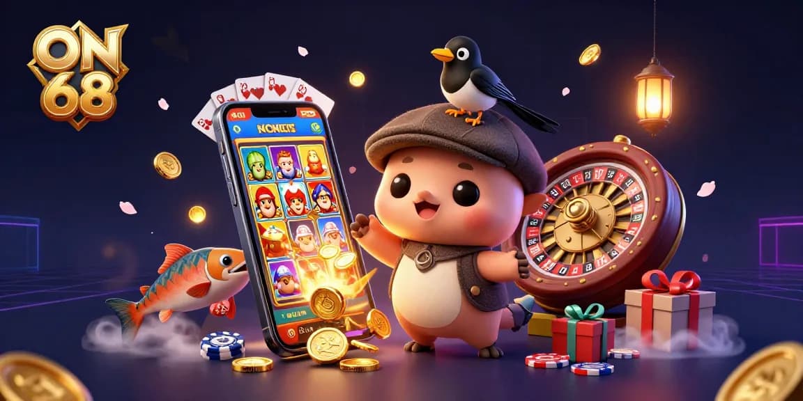 Experience exhilarating gameplay at ON 68 with vibrant slot games and interactive casino elements.