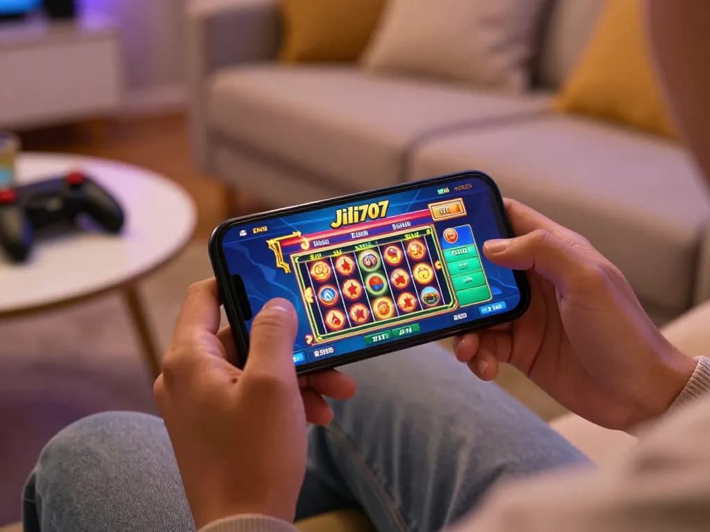 Players engage with the jili707 app while enjoying mobile casino gaming at home.