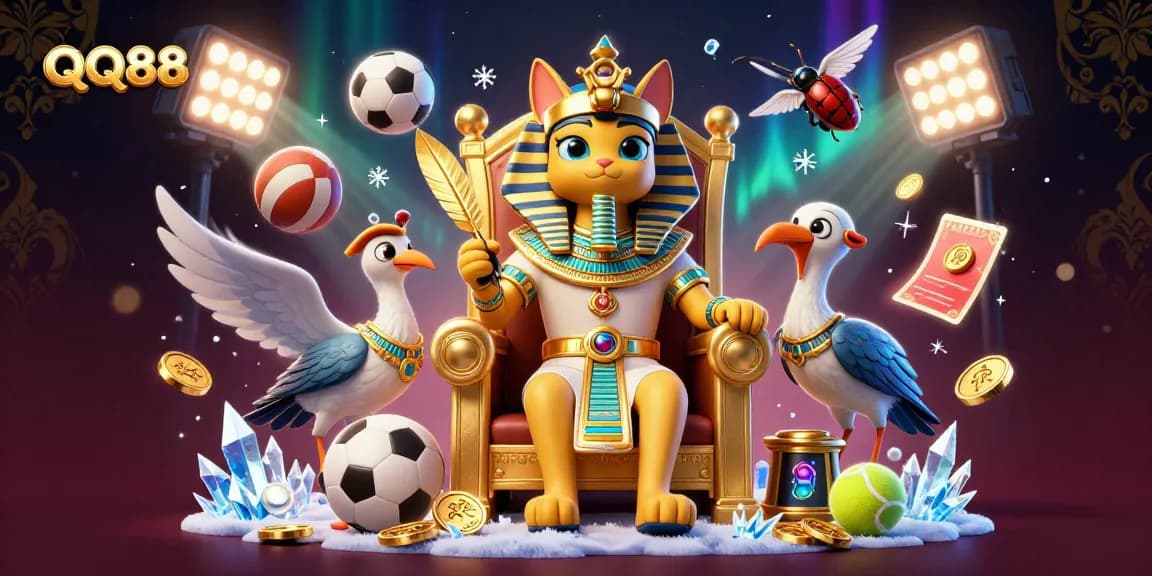 Engage with QQ88 and embrace thrilling sports betting excitement in an ultra-detailed 3D casino scene.