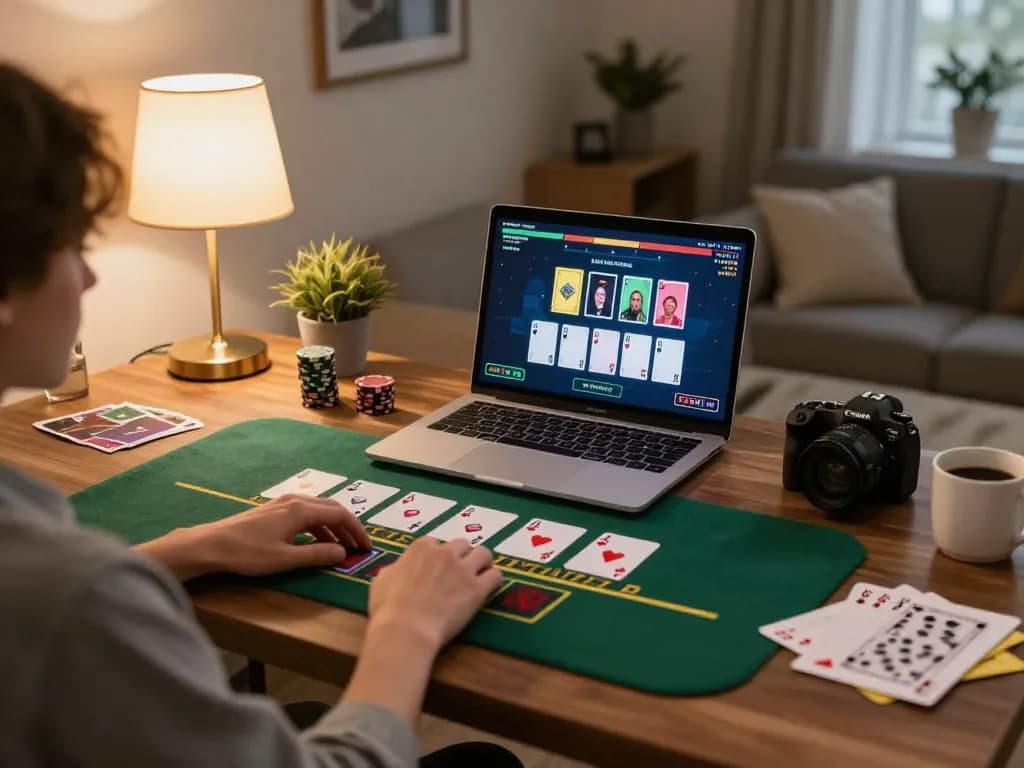 Jogando blackjack com dealer ao vivo na plataforma envolvente da 337bet, atmosfera acolhedora em casa.
