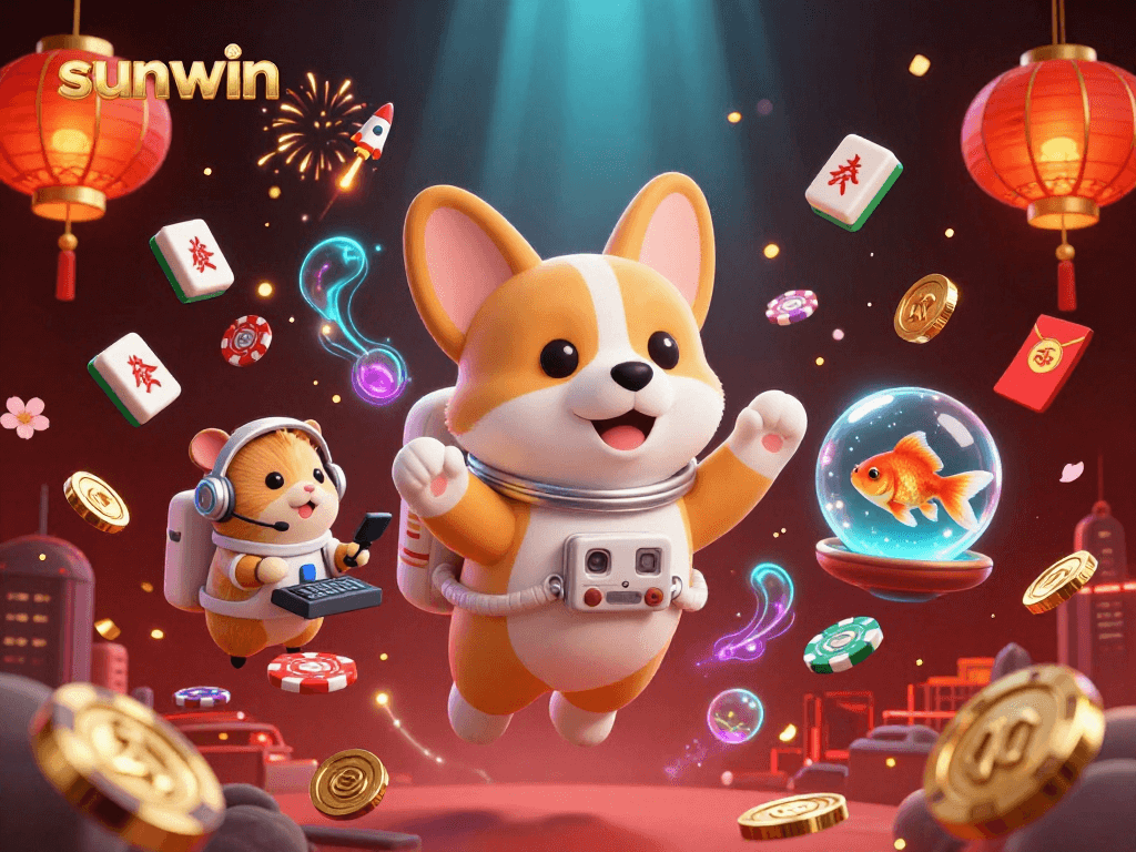 Experience the sunwin excitement with a floating casino adventure featuring quirky characters and vibrant elements.