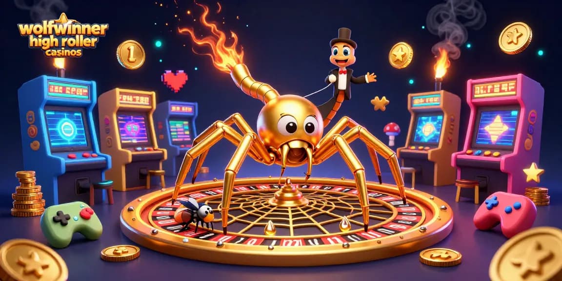 Experience the thrill of betting at wolfwinner high roller casinos with a lively 3D casino scene.