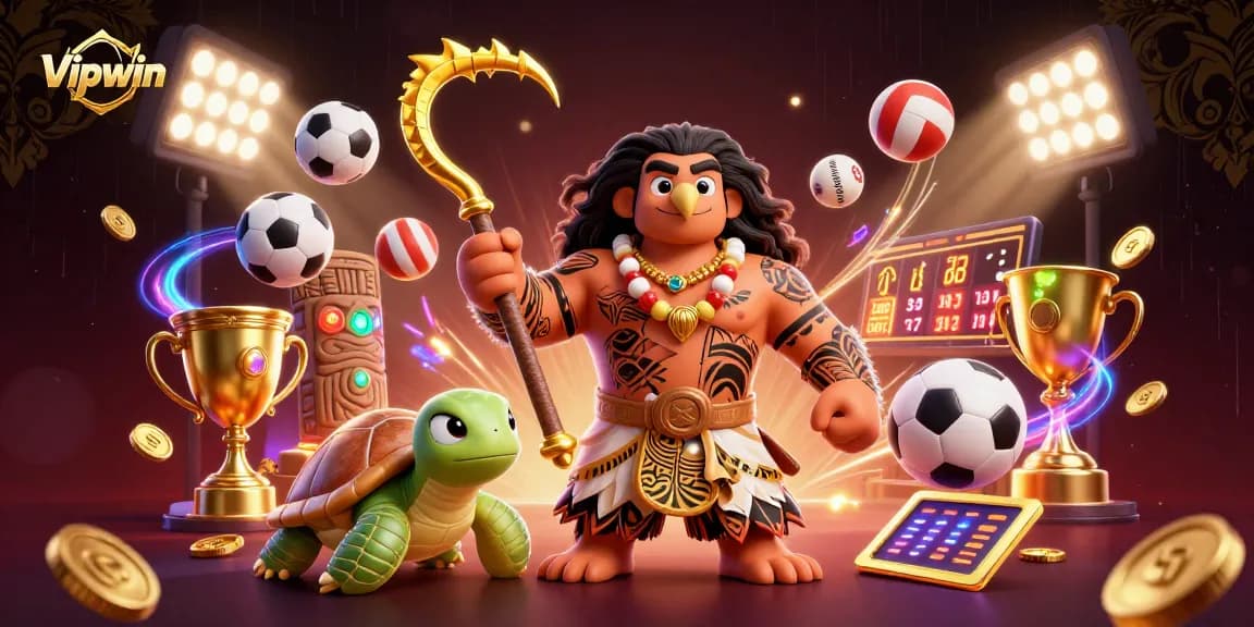 Experience thrilling gaming at Vipwin with vibrant characters amidst exciting sports action.
