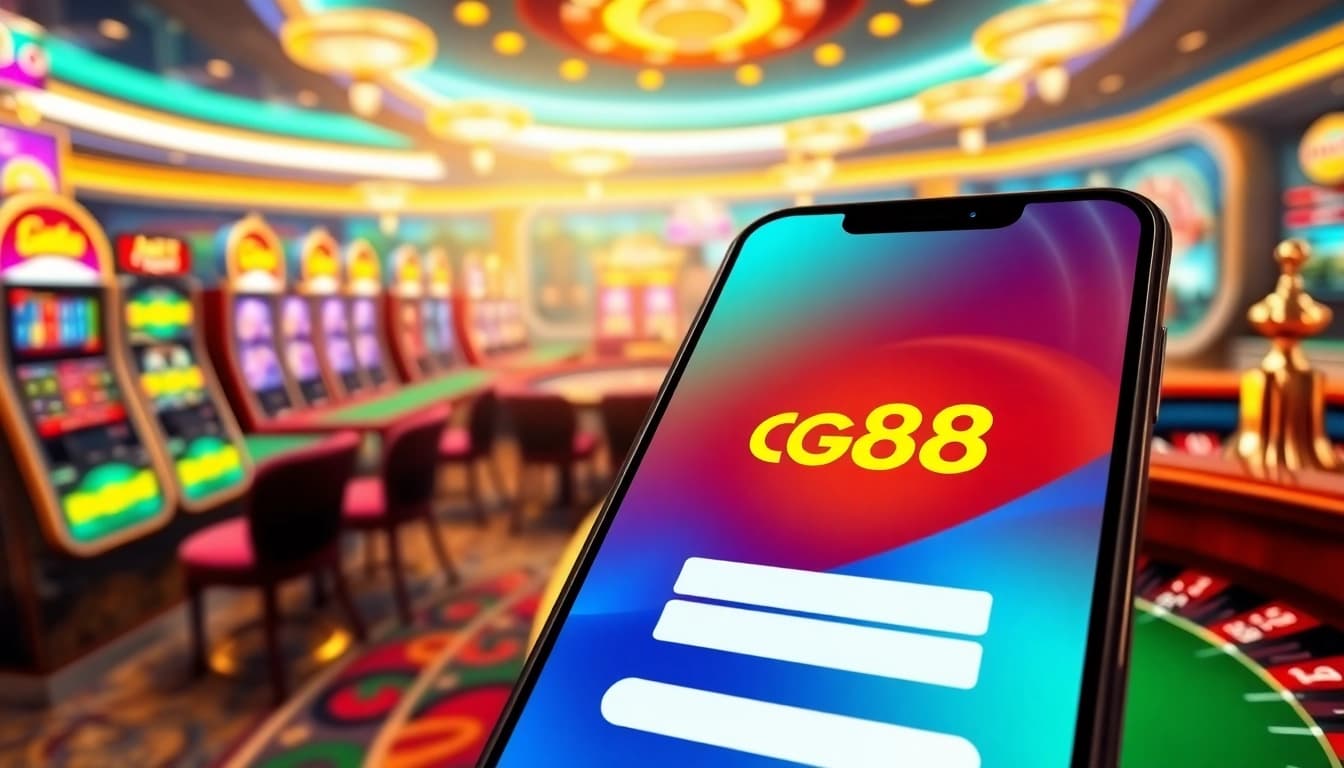 Login screen of gg88 mobile platform, showcasing vibrant casino visuals and user-friendly interface.