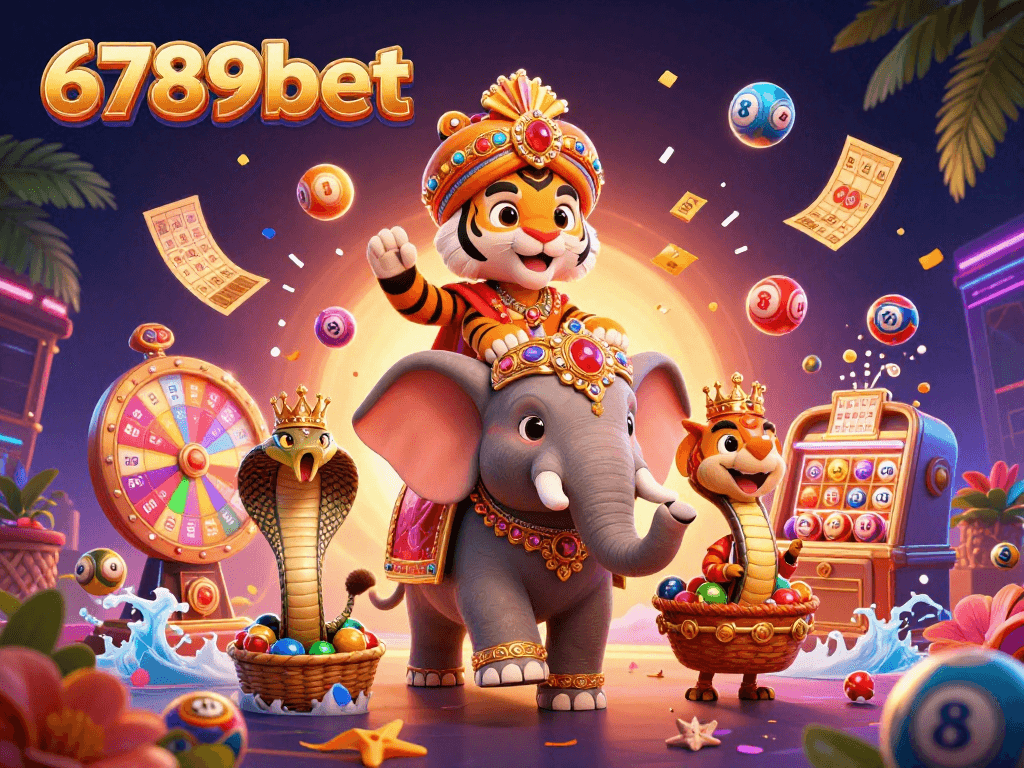 Experience thrilling wins with 6789bet in a vibrant 3D casino illustration featuring classic games.