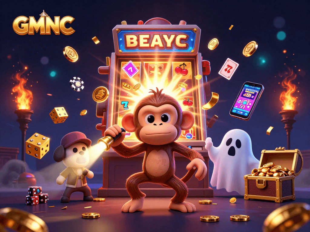 Capture the excitement of GMNC with a poltergeist monkey juggling in a haunted casino.
