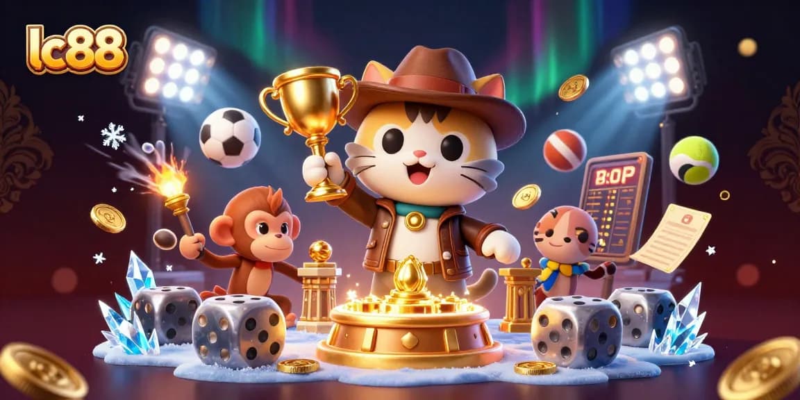 lc88 players uncovering treasures in a vibrant casino adventure surrounded by sports elements.