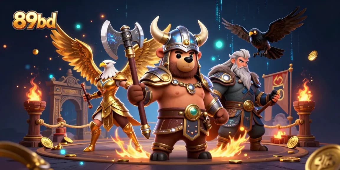 Join the Viking berserker bear in the thrilling 89bd casino arena surrounded by golden treasures.
