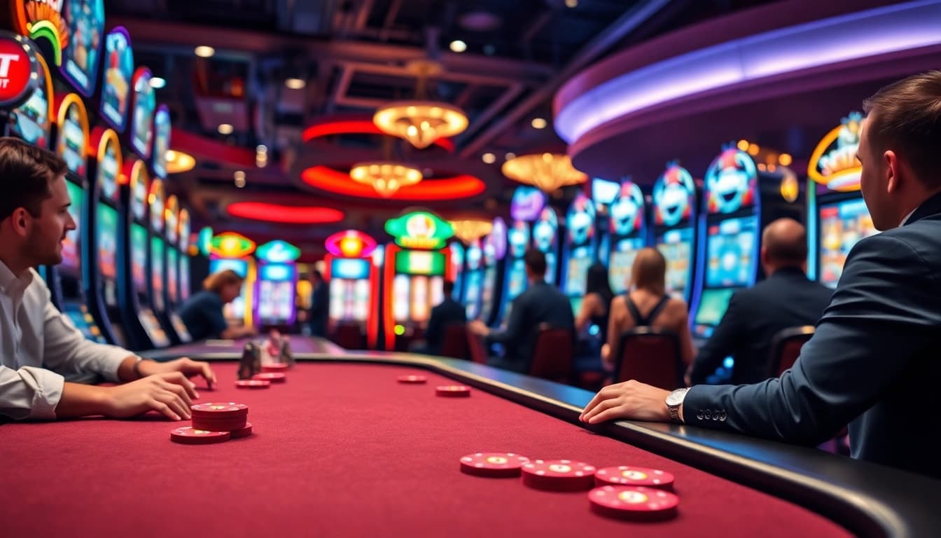 Meilleurs sites de casino sans bonus de dépôt avec des joueurs captivés autour d'une table de poker.
