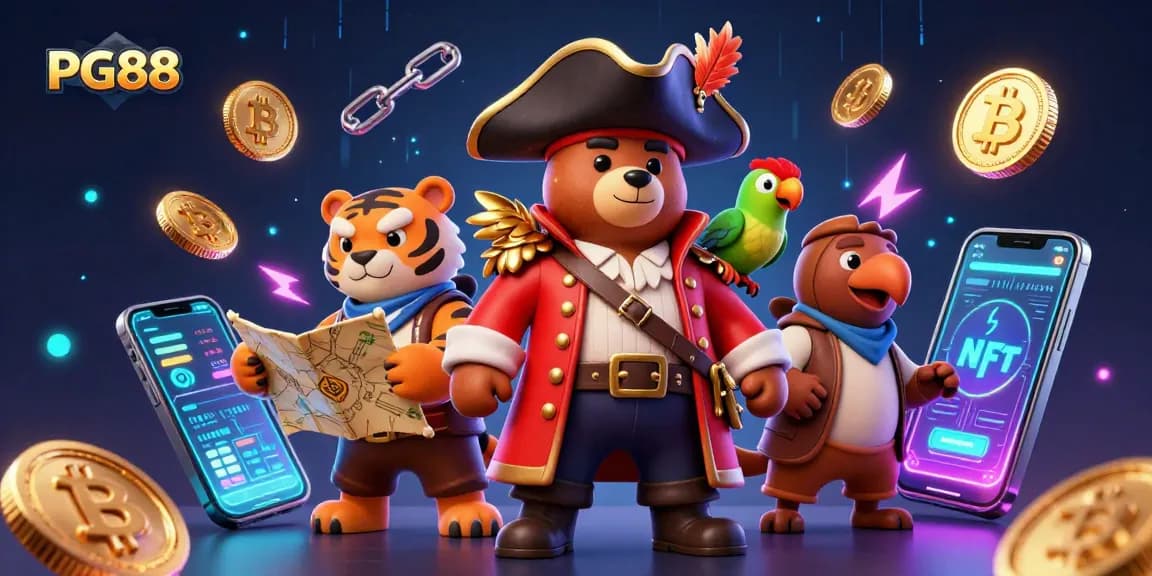Engage in thrilling PG88 casino adventures with this vibrant 3D pirate-themed illustration.