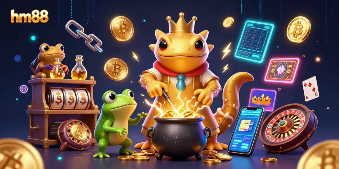 Experience the magic of hm88 with a vibrant illustration showcasing a golden alchemist and exciting gaming elements.