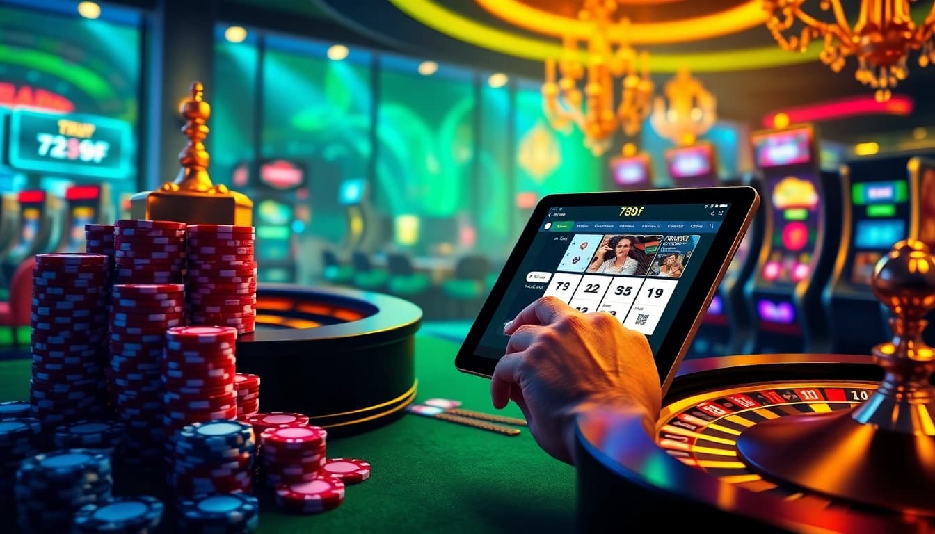 Experience thrilling online gambling at 789f with vibrant poker chips and sleek casino visuals.