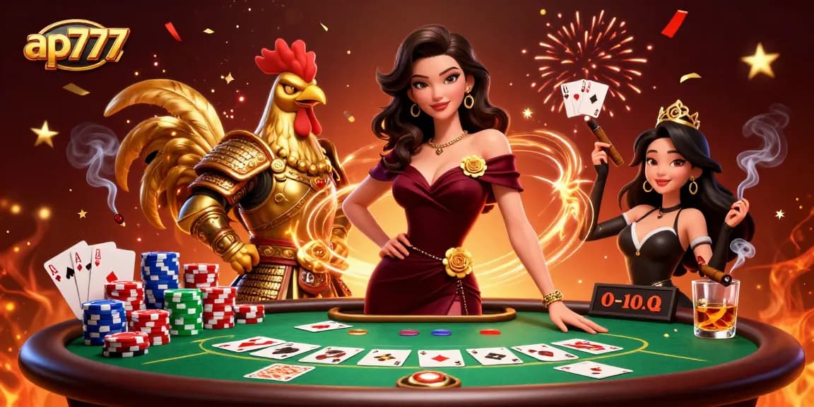 Ganhe grande com ap777 em uma emocionante mesa de poker com personagens glamourosos e elementos vibrantes de cassino.