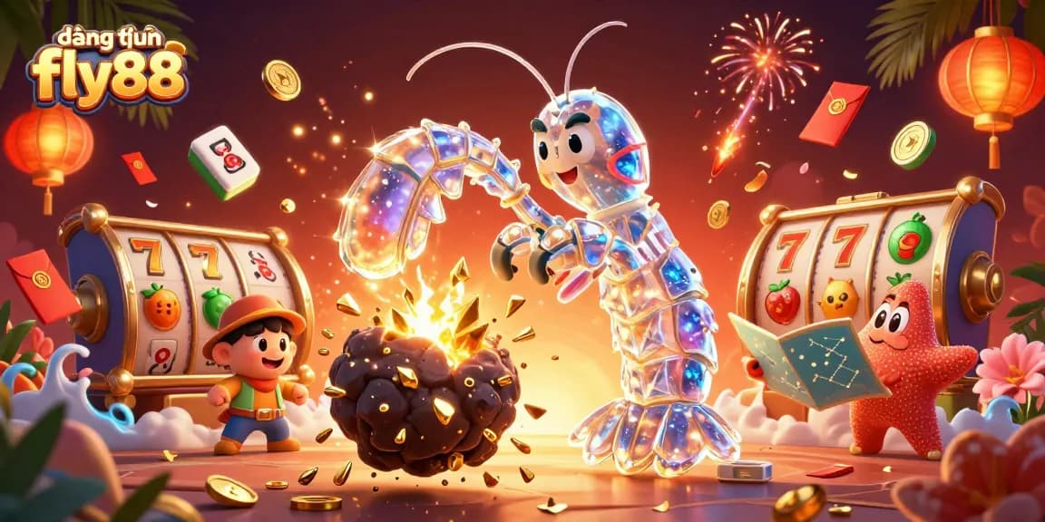 Engage with đăng nhập fly88 using a vibrant 3D casino illustration featuring galactic characters.