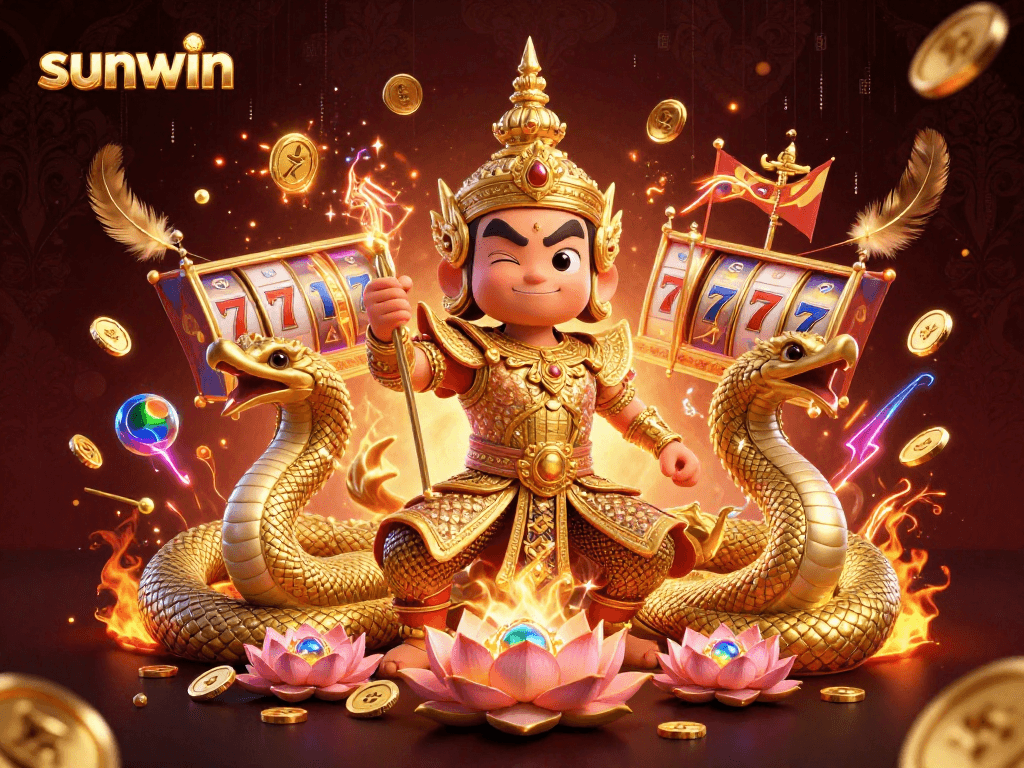 Experience sunwin's vibrant casino world with dynamic characters, gold coins, and colorful slots.