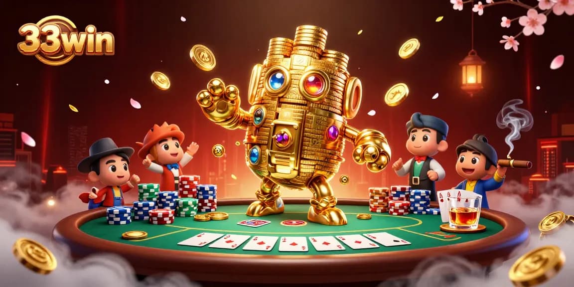 Engage with 33win's thrilling 3D casino experience featuring dynamic characters and vibrant gaming elements.