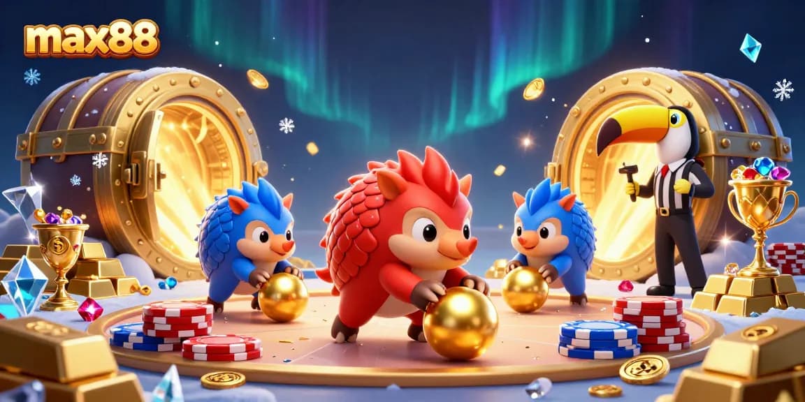 Join max88's exciting casino adventure with rival pangolins bowling through poker chips!