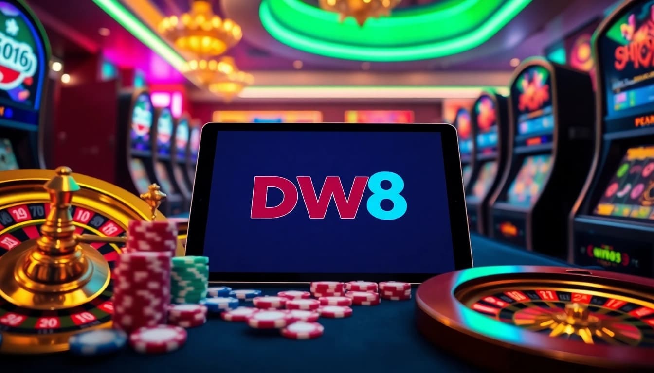 Experience thrilling online gambling with DW8, showcasing vibrant casino games and exciting promotions.