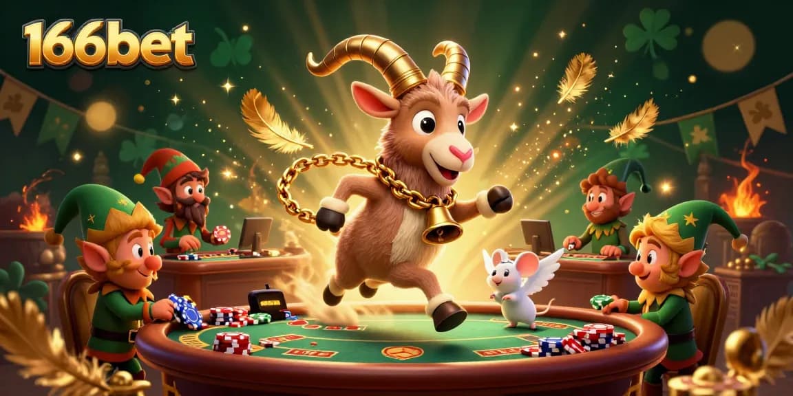 Engage with thrilling casino action at 166bet featuring a festive Krampus, angel mouse, and mischievous gremlins.