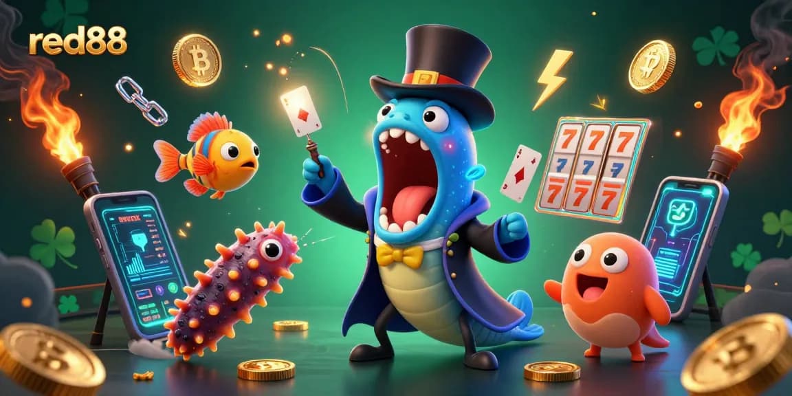 red88 showcases a magical casino scene with animated underwater characters, highlighting exciting gaming elements.