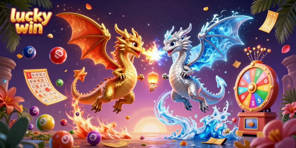 Enjoy a vibrant lucky win experience with thrilling games, surrounded by colorful balloons and a dynamic gaming atmosphere.