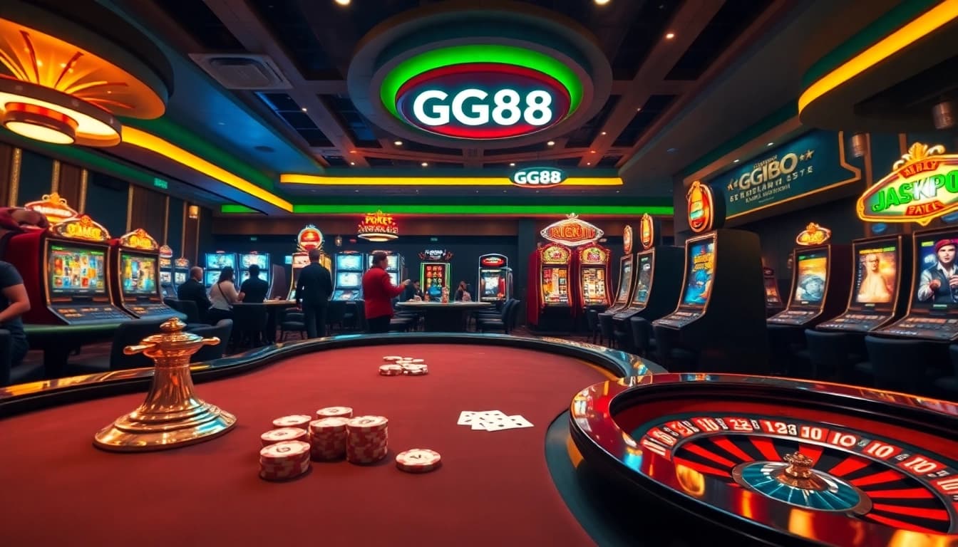 Experience the vibrant GG88 casino environment with engaging games like poker and exciting slot machines.