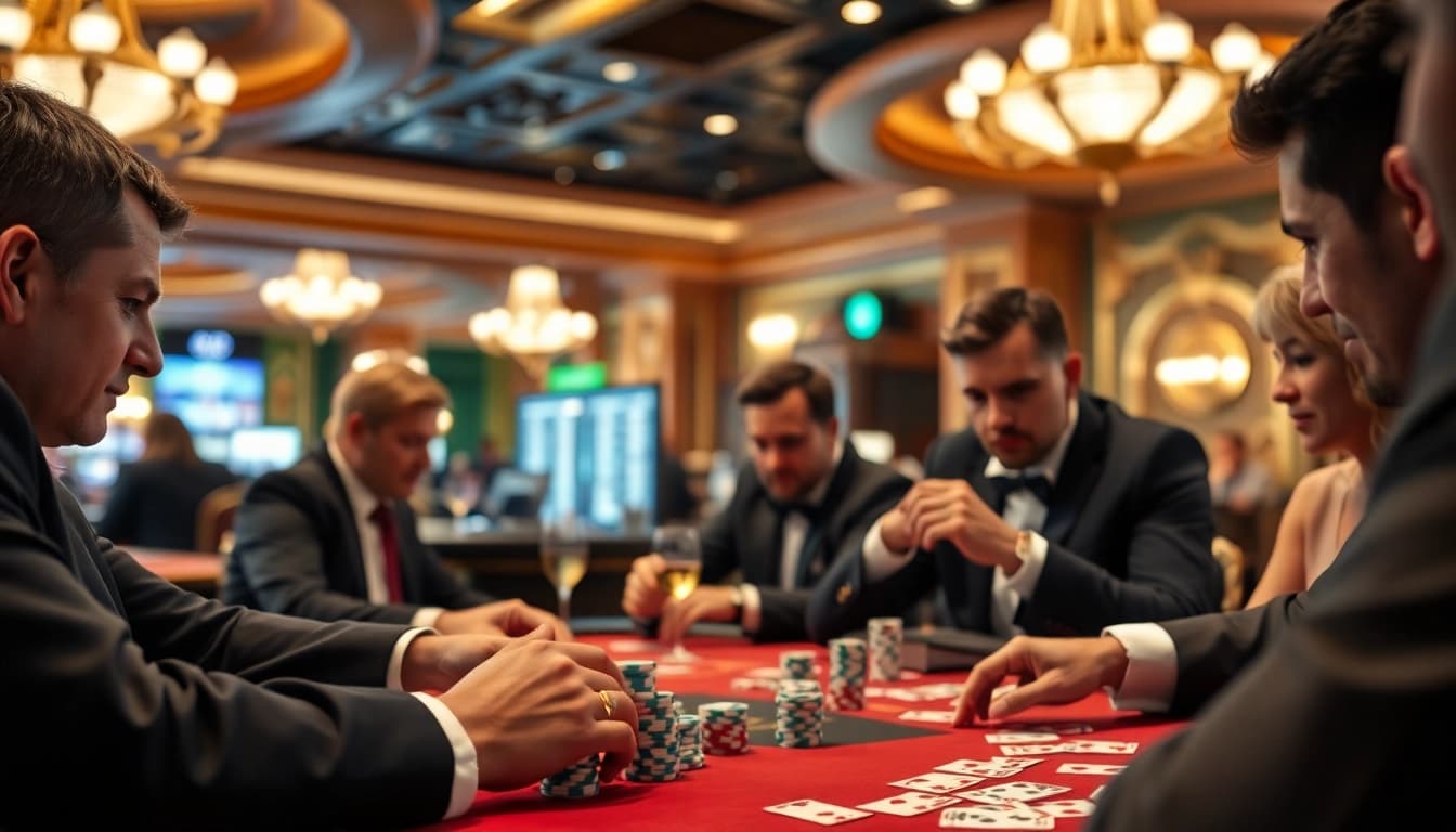 Jouer au casino francais en ligne avec des jetons colorés et un ambiance luxueuse.