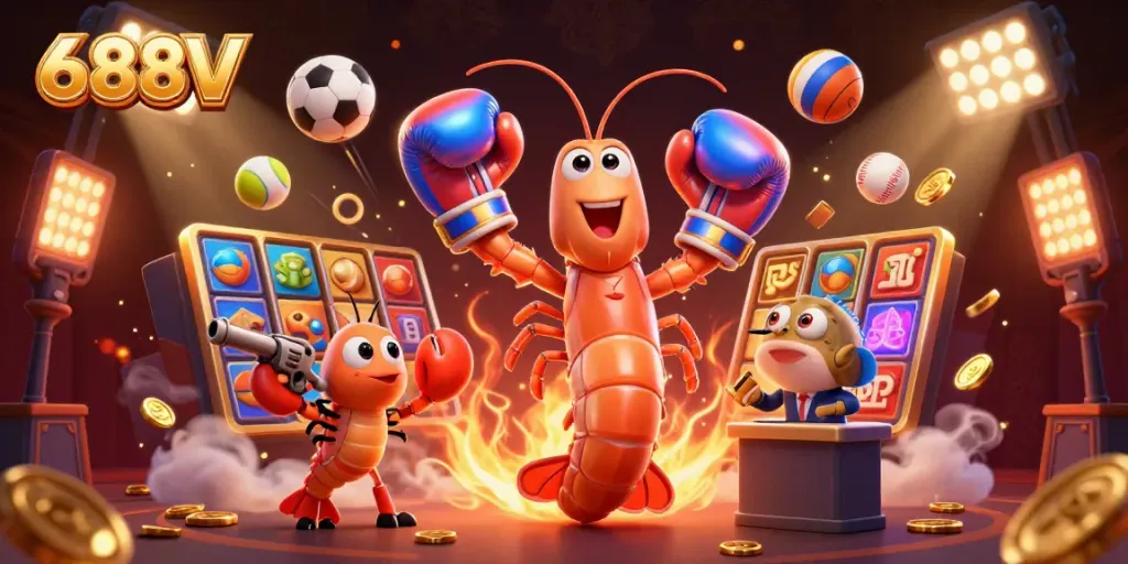 Engage with 688V's vibrant casino adventure featuring dynamic game elements and colorful characters.