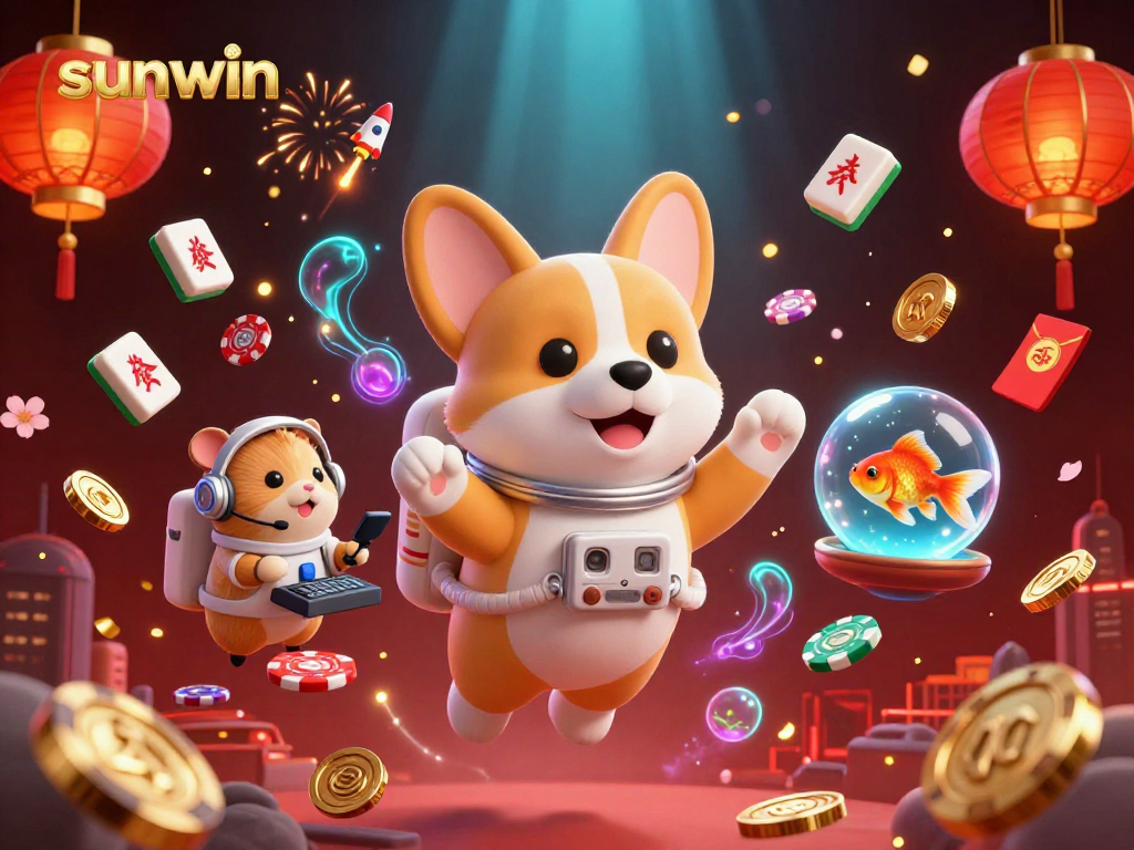 Experience the sunwin excitement with a floating casino adventure featuring quirky characters and vibrant elements.
