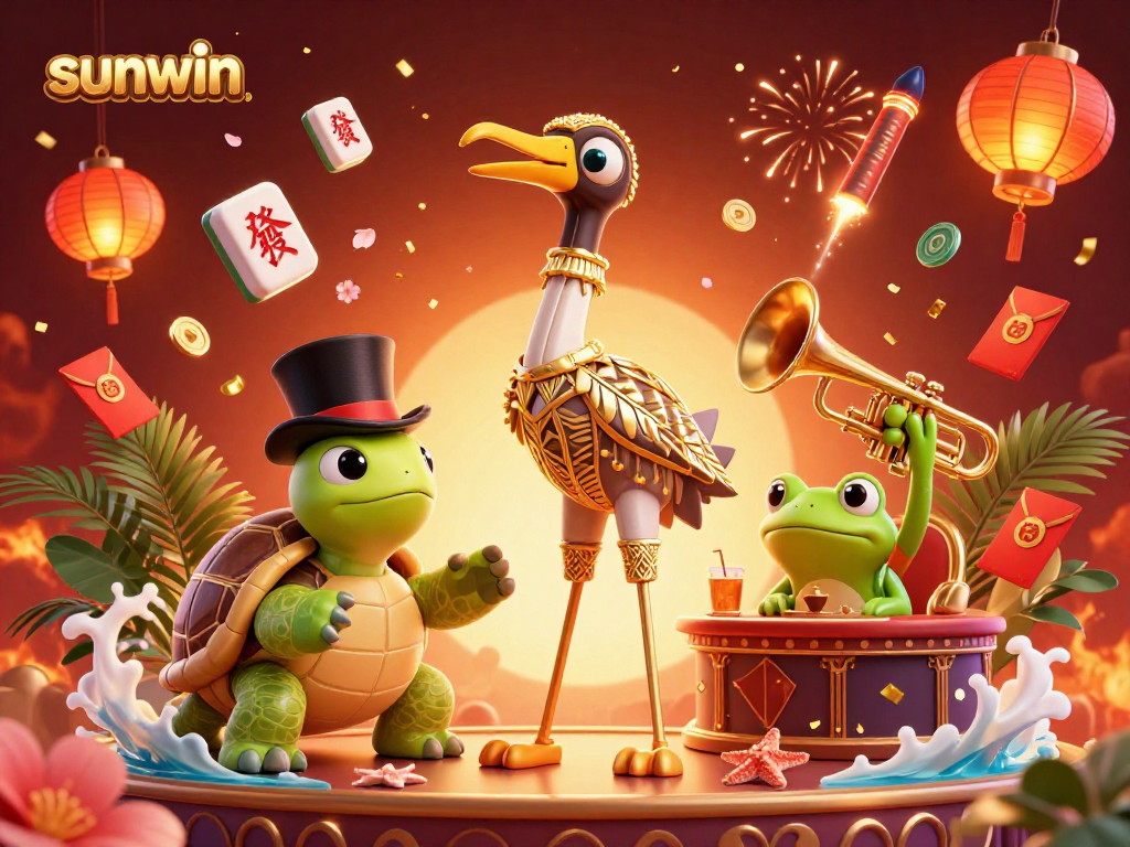 Experience the excitement of sunwin with a glamorous casino scene featuring vibrant characters and dynamic game elements.