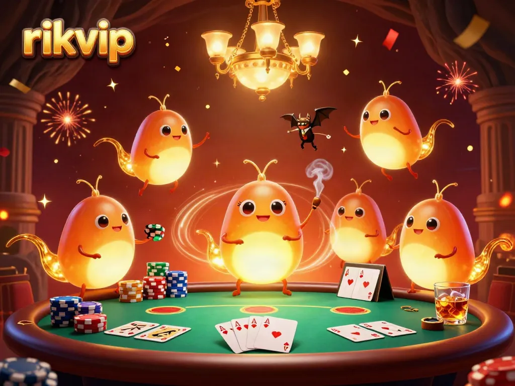 Engage in thrilling games at rikvip's cave casino, illuminated by glowing creatures.