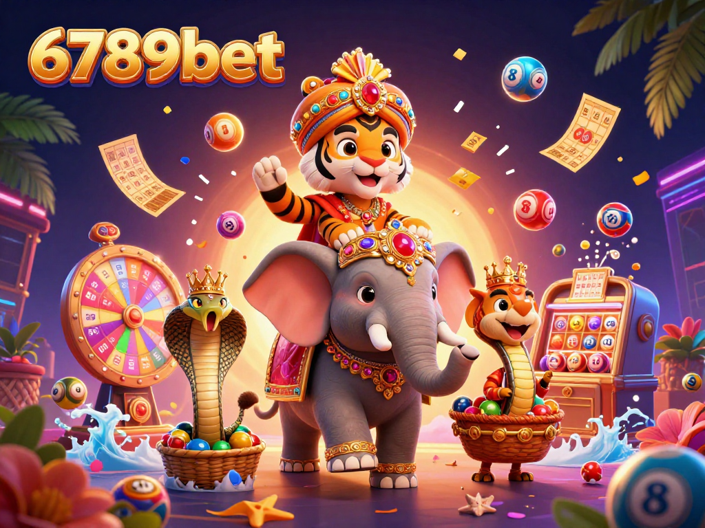 Experience thrilling wins with 6789bet in a vibrant 3D casino illustration featuring classic games.
