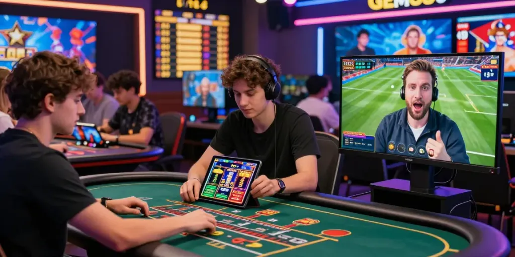 Players enjoying GEM88's online gaming platform with live casino and slots.