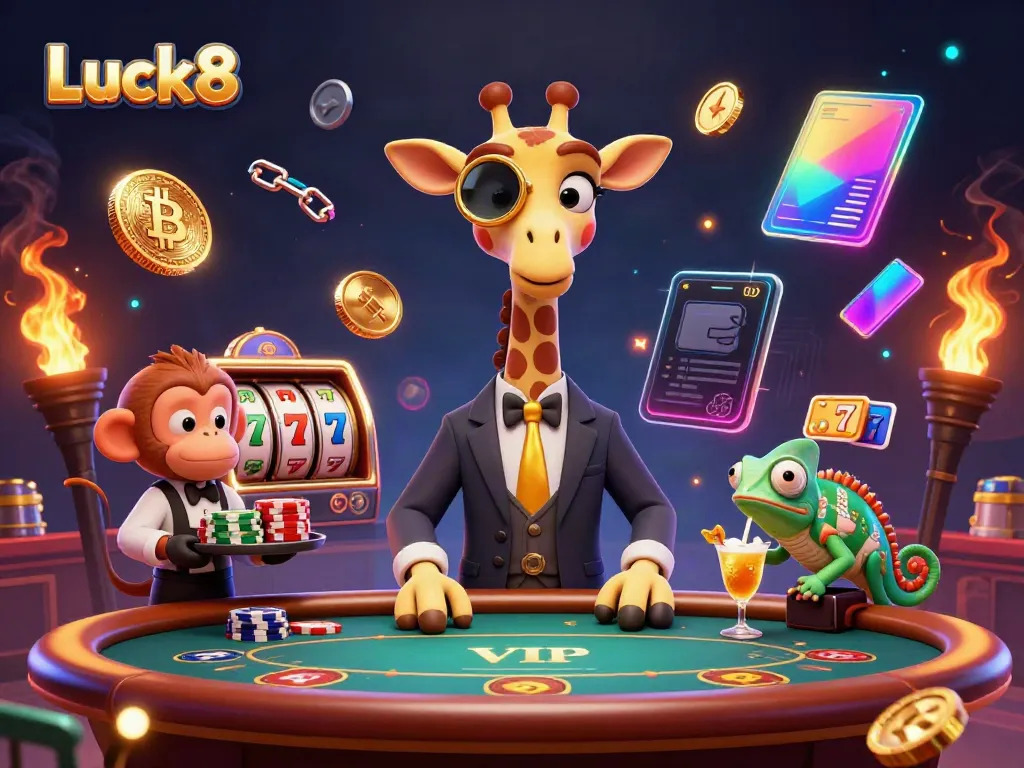 Experience thrilling gaming with Luck8's animated characters, combining poker and slot elements.