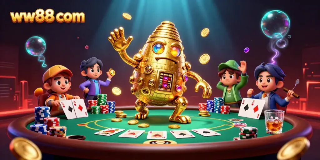Experience the vibrancy of gambling with ww88 com in this rich 3D illustration showcasing poker elements.