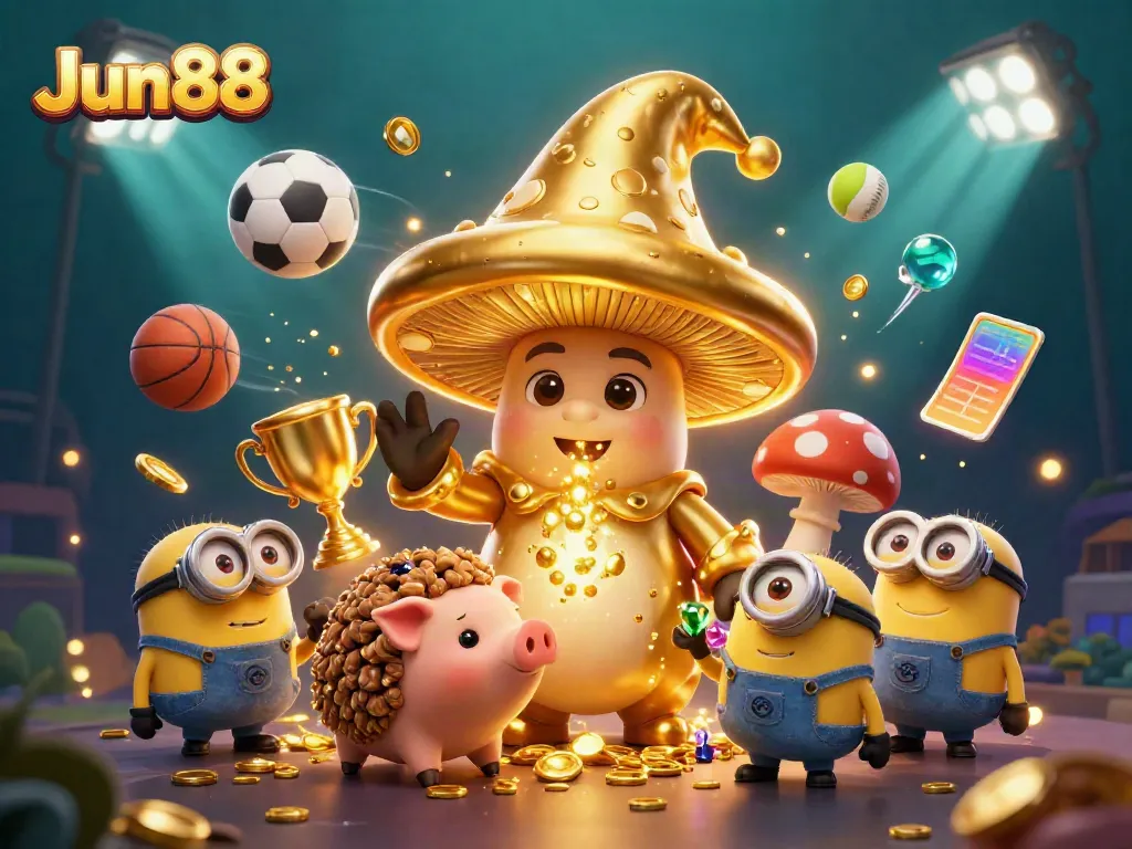 Engage with Jun88 as the golden mushroom wizard channels magic and transforms the casino landscape.
