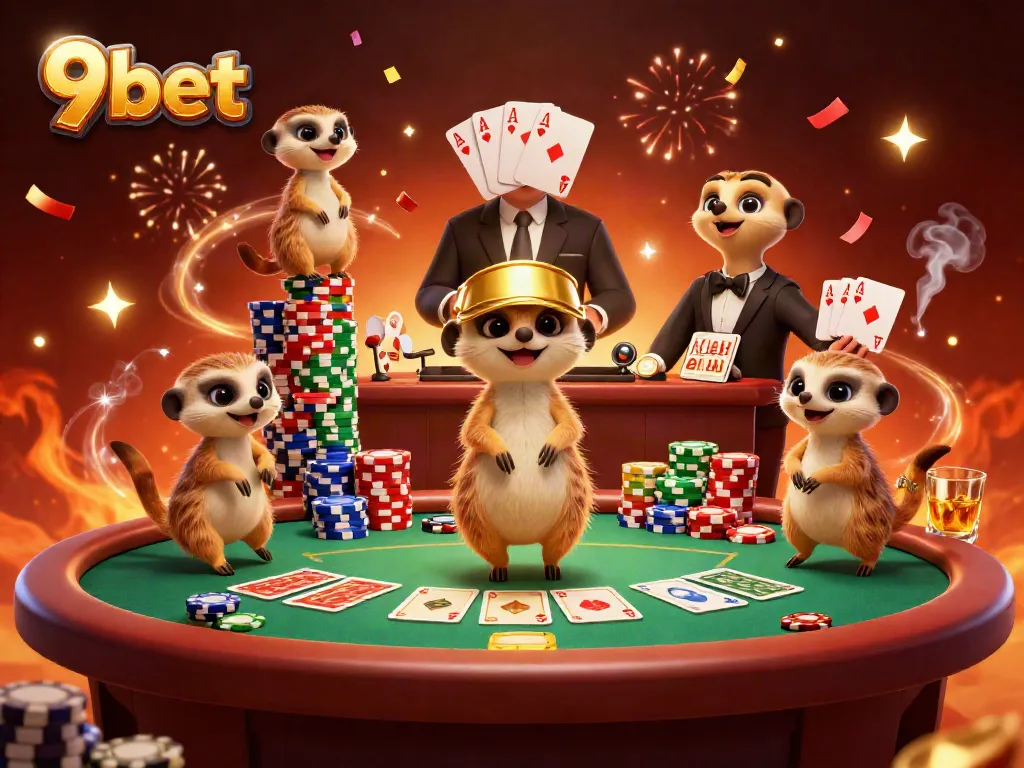 Experience thrilling gameplay at 9bet with cartoon meerkats managing an exciting casino.