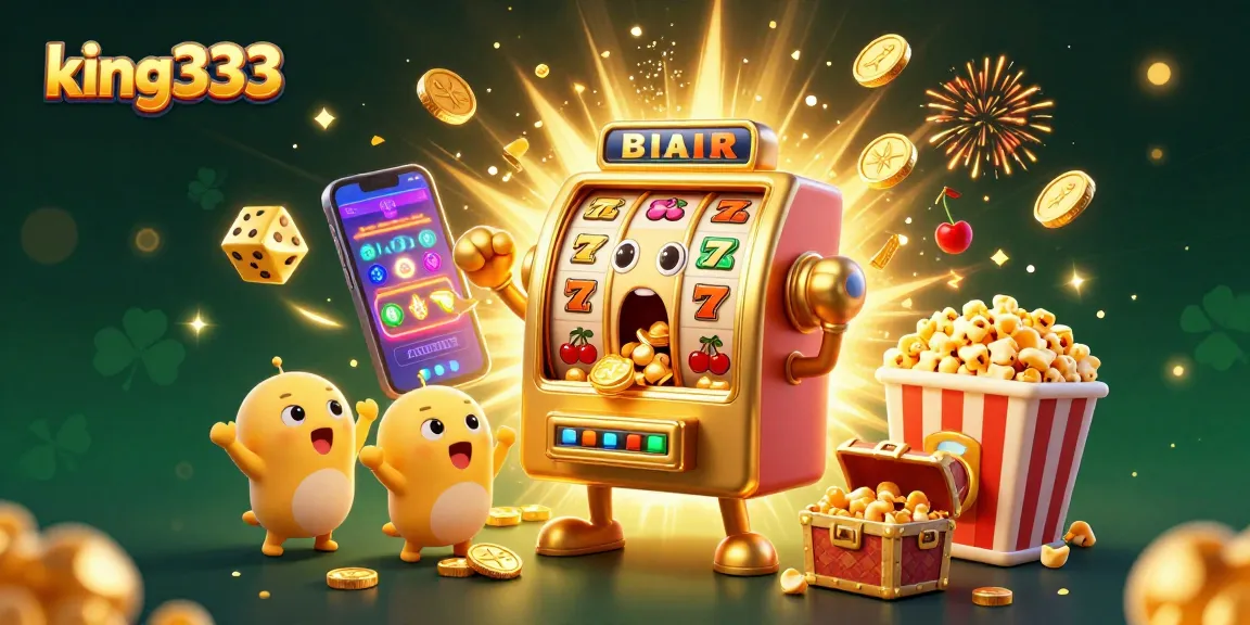 Engage with king333's vibrant slot machine scene featuring jackpots, cheers, and golden surprises!