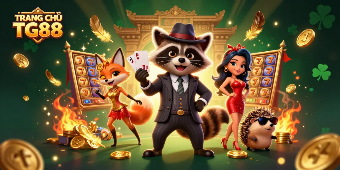 Engage with the dynamic world of TRANG CHỦ TG88 as raccoon, fox, and hedgehog embody the excitement of casino gaming.