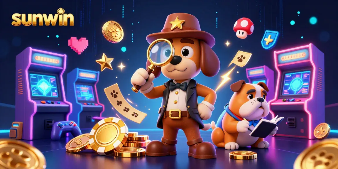 Play games and win with sunwin's vibrant casino adventure featuring cartoon detectives.