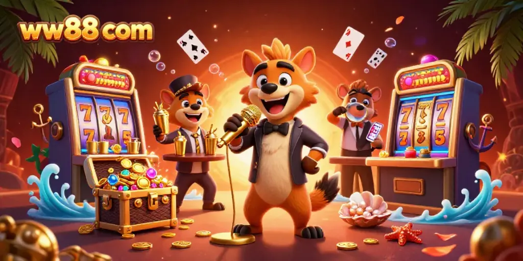 Experience the vibrant energy at a comedy casino club featuring ww88 com with hyenas delivering laughs and excitement.