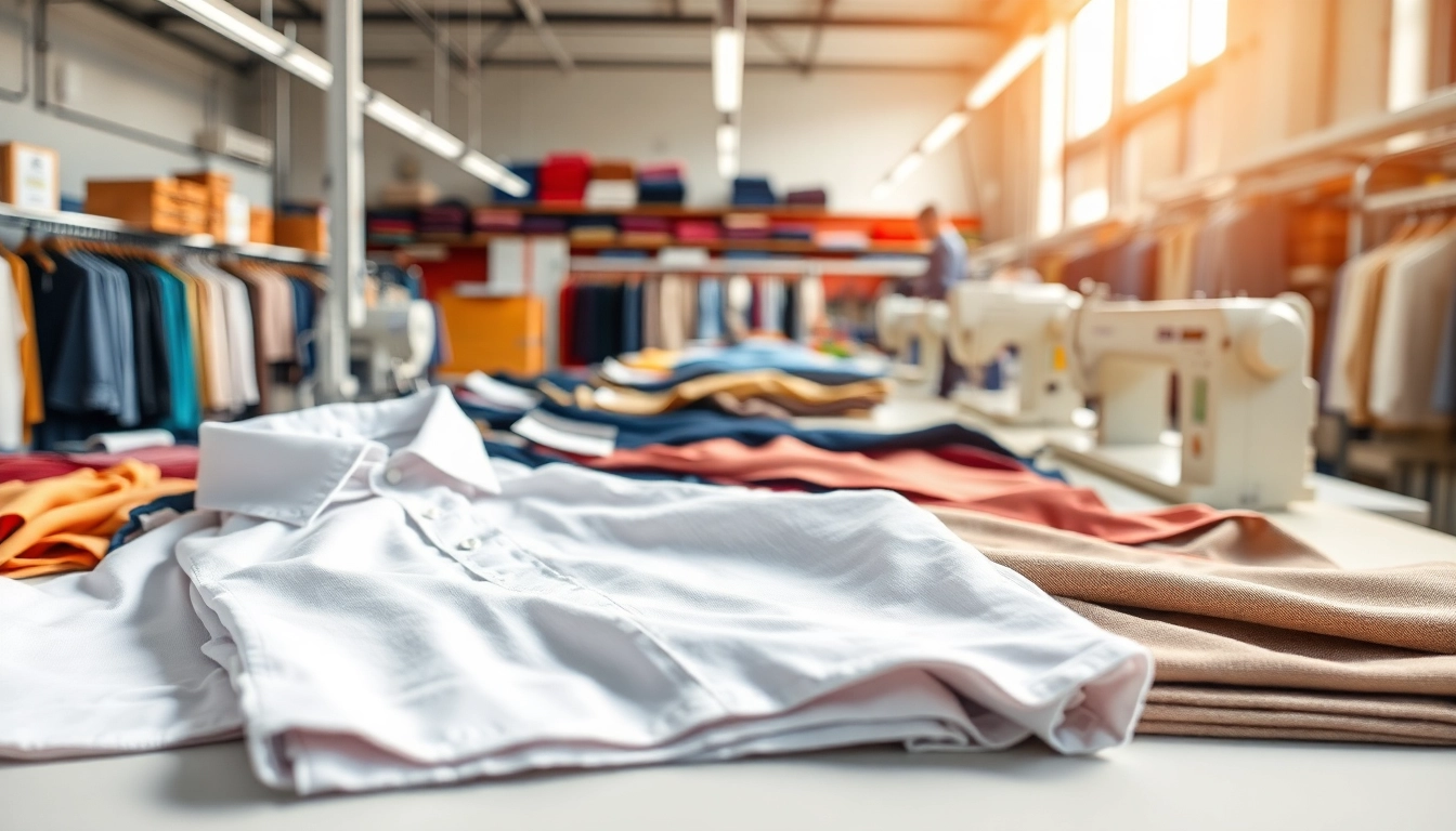 Clothing Manufacturer Private Label showcasing vibrant fabric swatches and clothing samples.