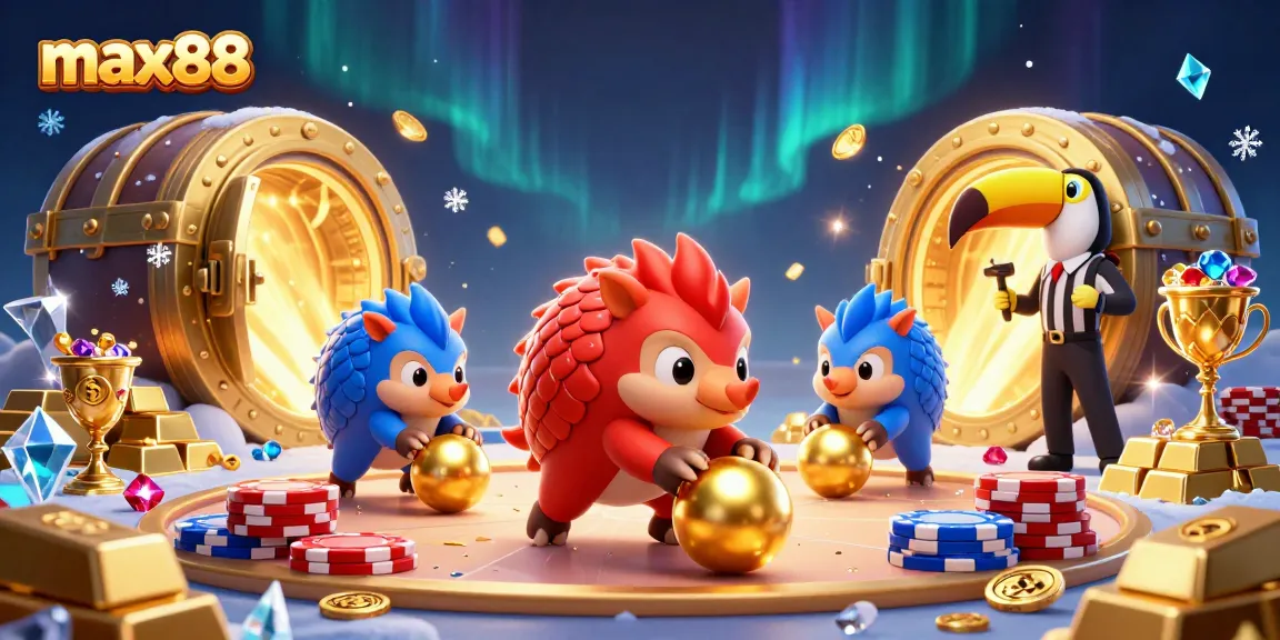 Join max88's exciting casino adventure with rival pangolins bowling through poker chips!