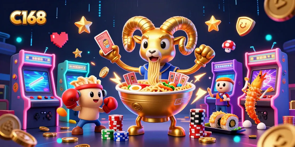 C168 captures gamblers' excitement with vibrant characters and dynamic casino elements in a colorful scene.