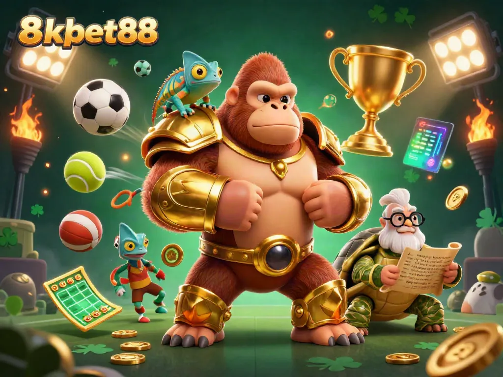 Experience thrilling action with 8xbet88, featuring colorful gaming characters and lively sports elements.