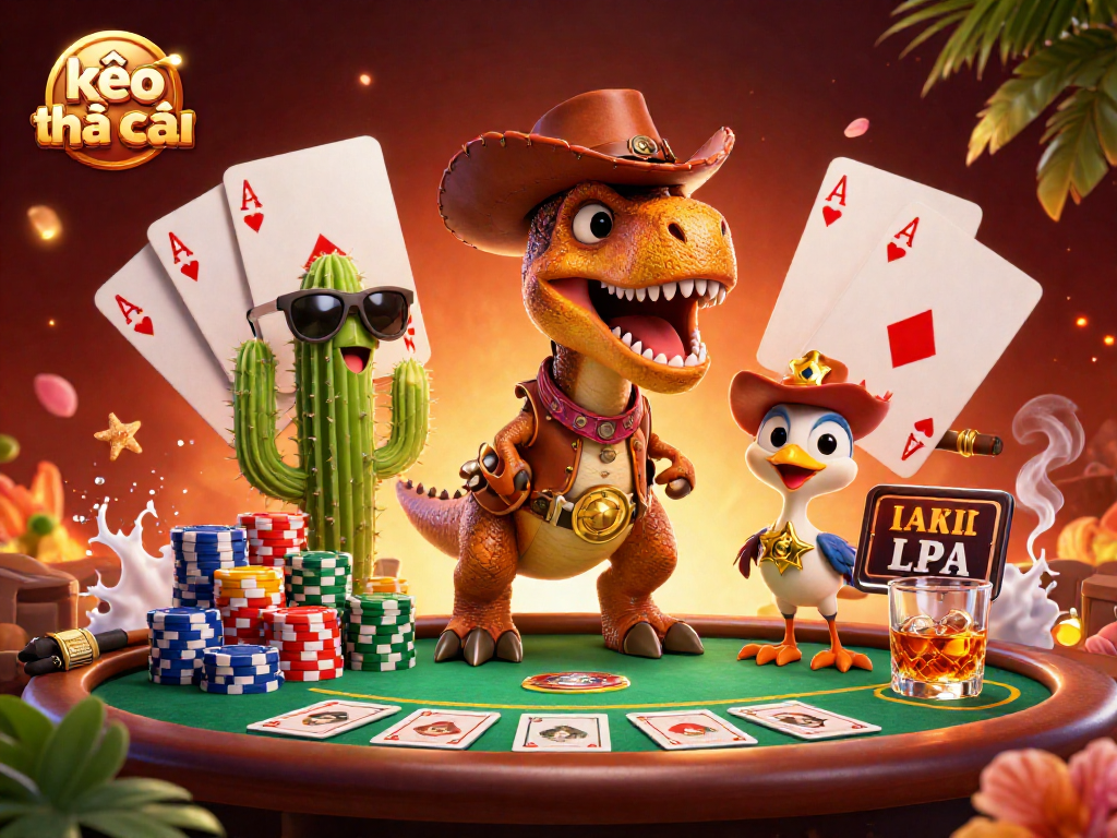 Engage with kèo nhà cái action in a vibrant poker scene featuring cartoon characters and elements.