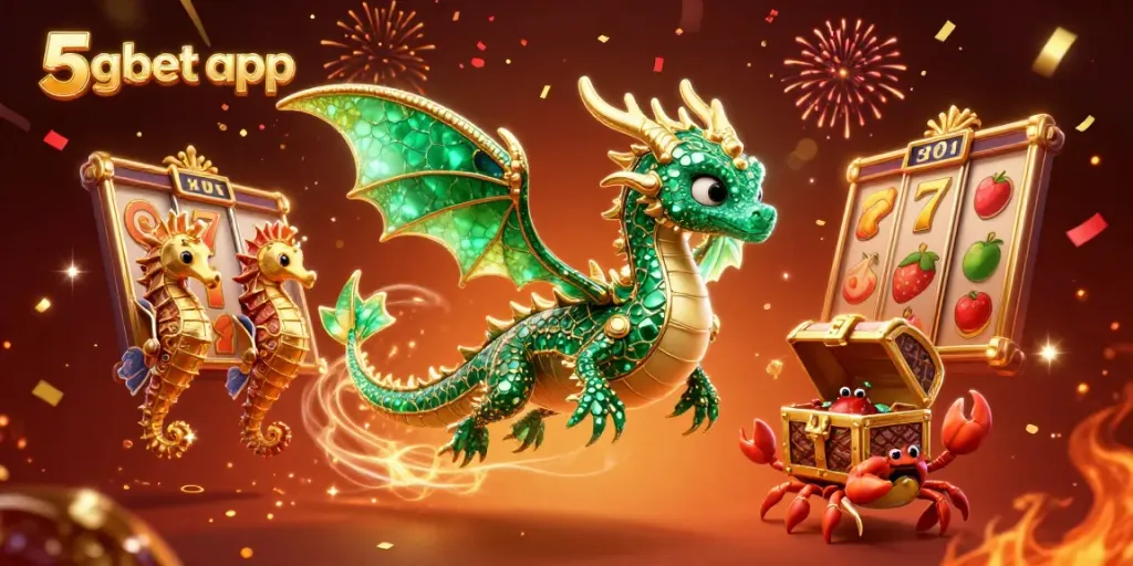 Experience the thrill of the 5gbet app with magical casino elements and a vibrant sea dragon.
