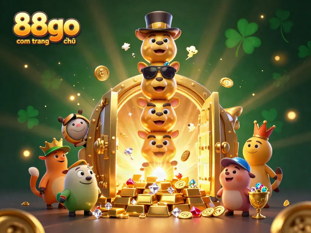 Experience excitement at 88go com trang chủ with a colorful 3D casino illustration brimming with treasures and luck.