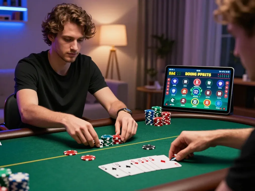 Player strategizing in an online poker game on ck444s.net, focused on winning hand and betting.